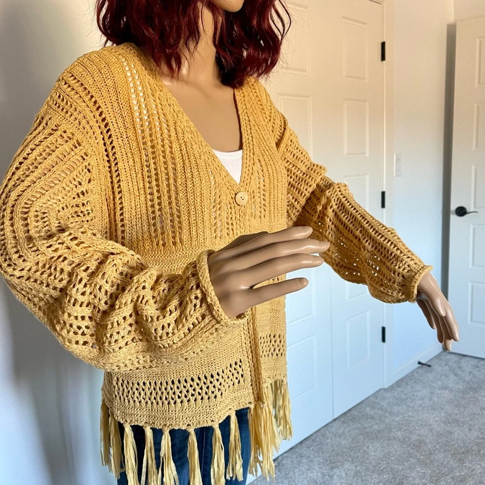 Panhandle Slim® Women's Rock N Roll Open Fringed Cardigan Sweater Size L - Picture 3 of 4